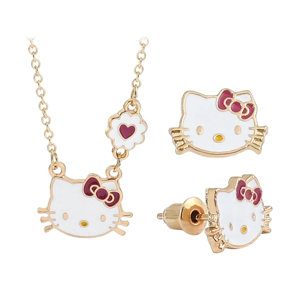 KEYSIT™ Jewelry Set Hello Kitty Necklace + Earrings